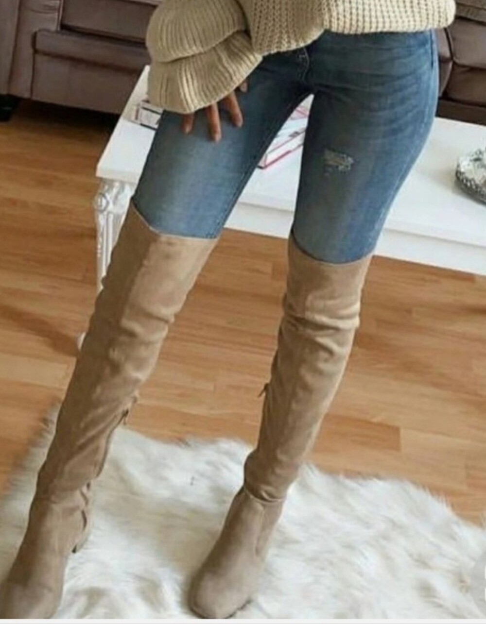Madden Taupe Suede OTK boots Size 9